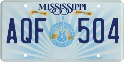 MS license plate AQF504