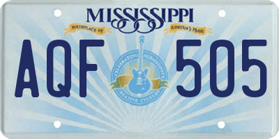 MS license plate AQF505