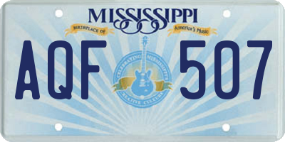 MS license plate AQF507