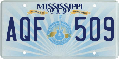 MS license plate AQF509