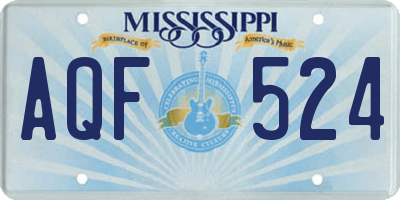 MS license plate AQF524