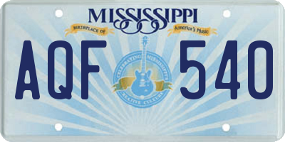 MS license plate AQF540