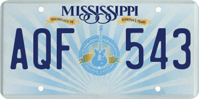 MS license plate AQF543