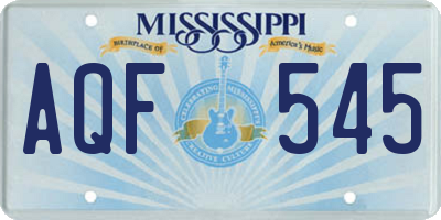 MS license plate AQF545