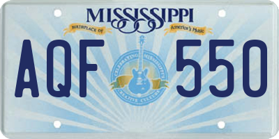 MS license plate AQF550