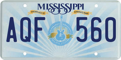 MS license plate AQF560