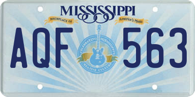 MS license plate AQF563