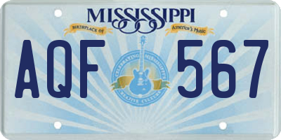 MS license plate AQF567
