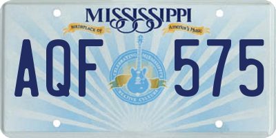 MS license plate AQF575