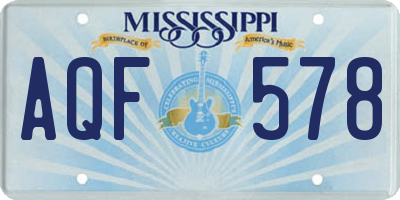 MS license plate AQF578