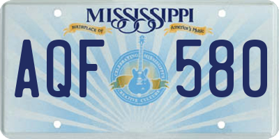 MS license plate AQF580