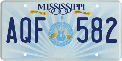 MS license plate AQF582