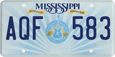 MS license plate AQF583