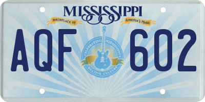 MS license plate AQF602