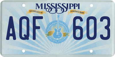MS license plate AQF603