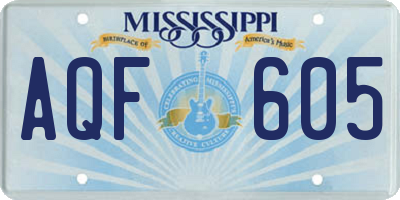 MS license plate AQF605