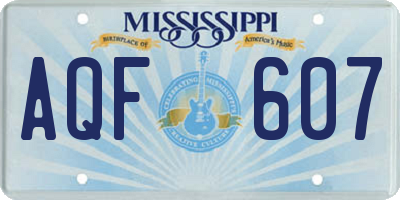 MS license plate AQF607