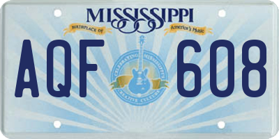 MS license plate AQF608