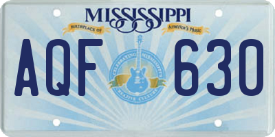 MS license plate AQF630