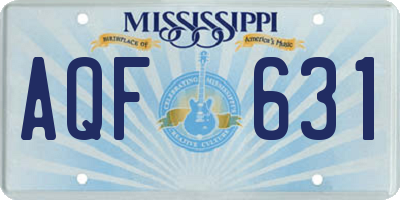 MS license plate AQF631