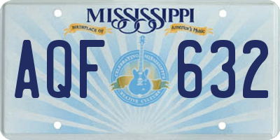 MS license plate AQF632