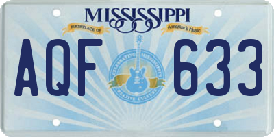 MS license plate AQF633