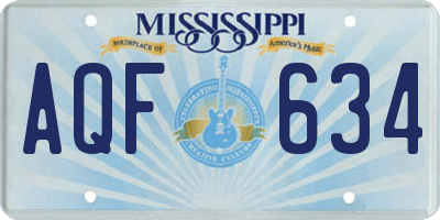 MS license plate AQF634
