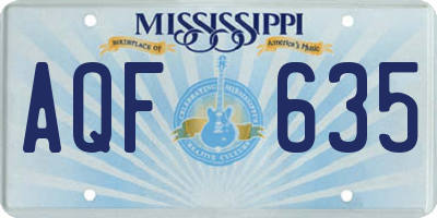 MS license plate AQF635