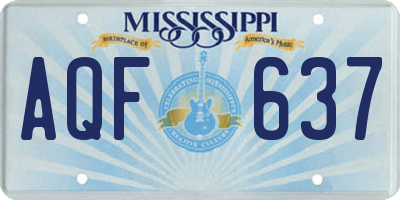 MS license plate AQF637