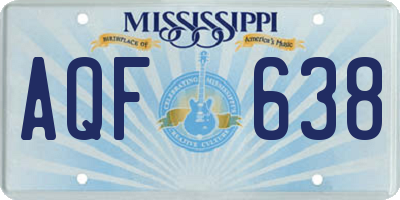 MS license plate AQF638