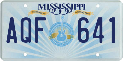 MS license plate AQF641