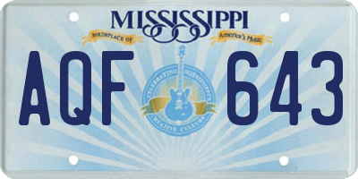 MS license plate AQF643