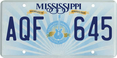 MS license plate AQF645