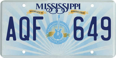 MS license plate AQF649