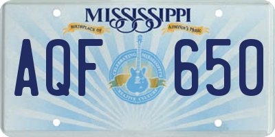 MS license plate AQF650
