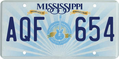 MS license plate AQF654