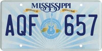 MS license plate AQF657