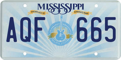 MS license plate AQF665