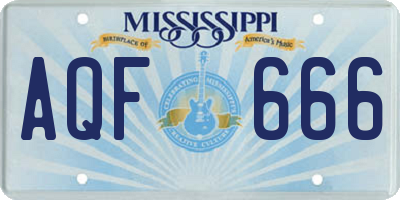MS license plate AQF666