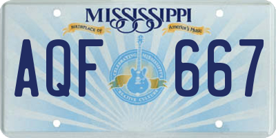 MS license plate AQF667