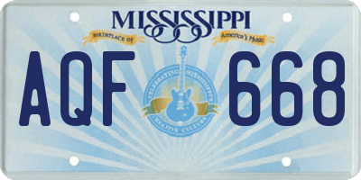 MS license plate AQF668