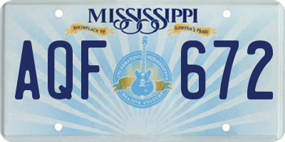 MS license plate AQF672