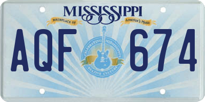 MS license plate AQF674