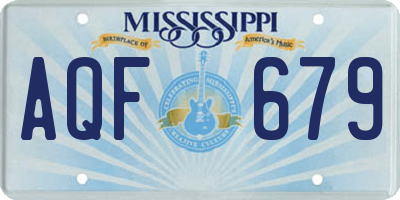 MS license plate AQF679
