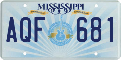 MS license plate AQF681