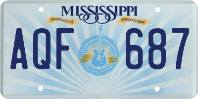 MS license plate AQF687