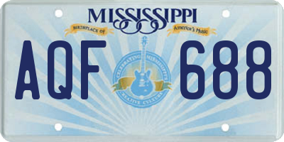 MS license plate AQF688