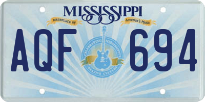 MS license plate AQF694