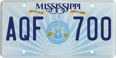 MS license plate AQF700