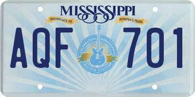 MS license plate AQF701